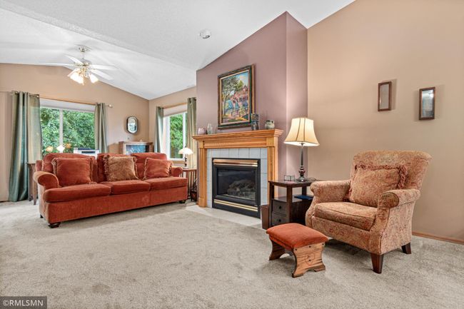 Living room with view of fireplace. | Image 8
