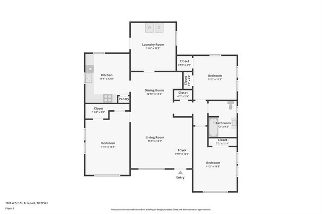 1026 W 5 Th St, House other with 3 bedrooms, 1 bathrooms and null parking in Freeport TX | Image 20