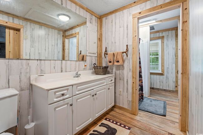 Bathroom featuring vanity, wood finished floors, and a textured ceiling | Image 13
