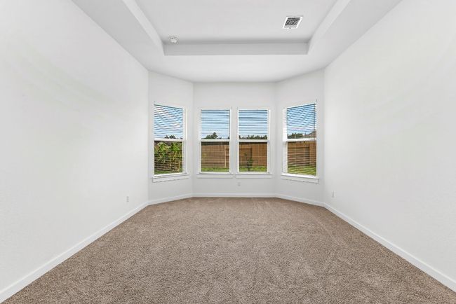 Unfurnished room featuring carpet floors, baseboards, and a tray ceiling | Image 22