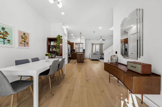 Dining space featuring light wood finished floors, recessed lighting, and ceiling fan | Image 5