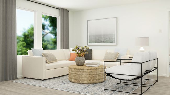 Living room featuring light wood-style flooring | Image 7