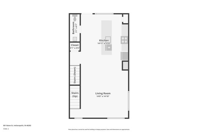 801 Bates St, Townhouse with 2 bedrooms, 3 bathrooms and null parking in Indianapolis IN | Image 28