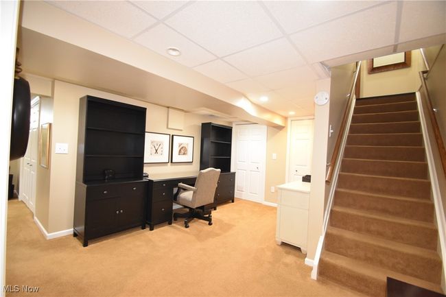 Office featuring light carpet, baseboards, a drop ceiling, and recessed lighting | Image 20
