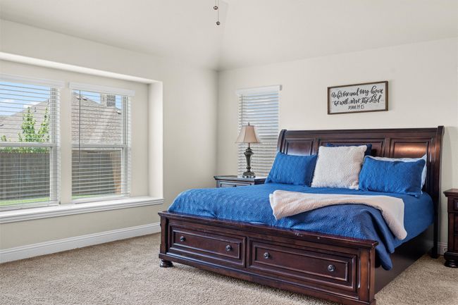 Carpeted bedroom featuring multiple windows and lofted ceiling | Image 19