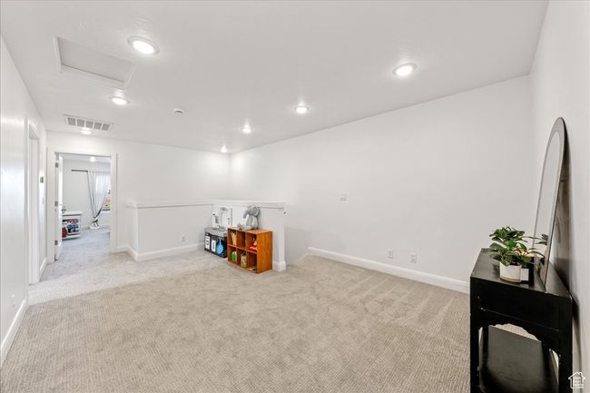 Office featuring attic access, light carpet, and recessed lighting | Image 16