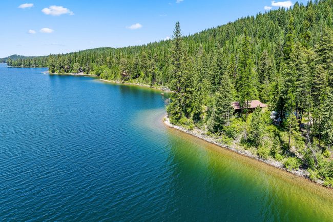 Aerial view of a heavily wooded area and Swan Lake Shoreline | Image 44