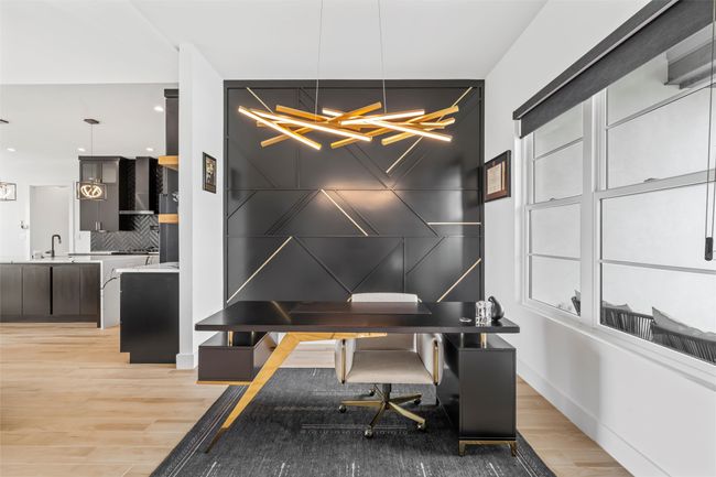 Office area with recessed lighting, light wood-style floors, and a sink | Image 18