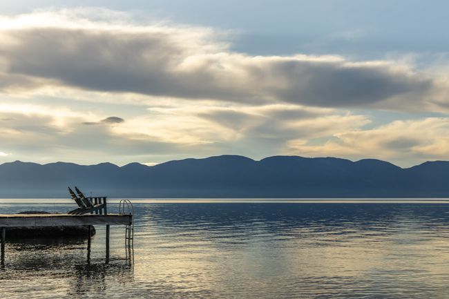 View of water feature featuring a dock and a mountain view | Image 54