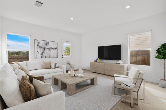 Living area featuring carpet flooring and recessed lighting | Image 8