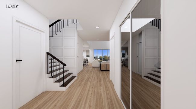 Hallway with light wood-type flooring, stairway, and recessed lighting | Image 18