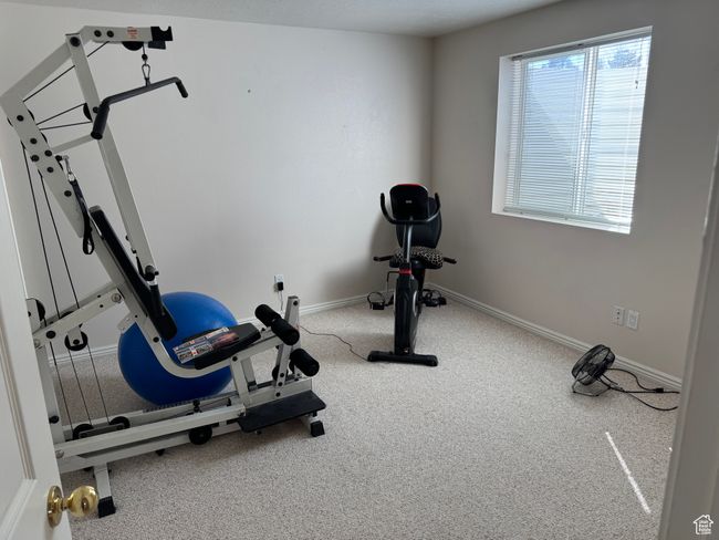 Exercise room with baseboards and carpet flooring | Image 16