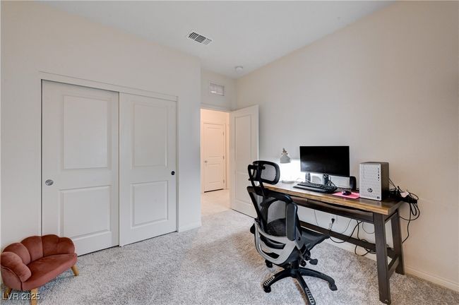 Home office with light carpet and baseboards | Image 27