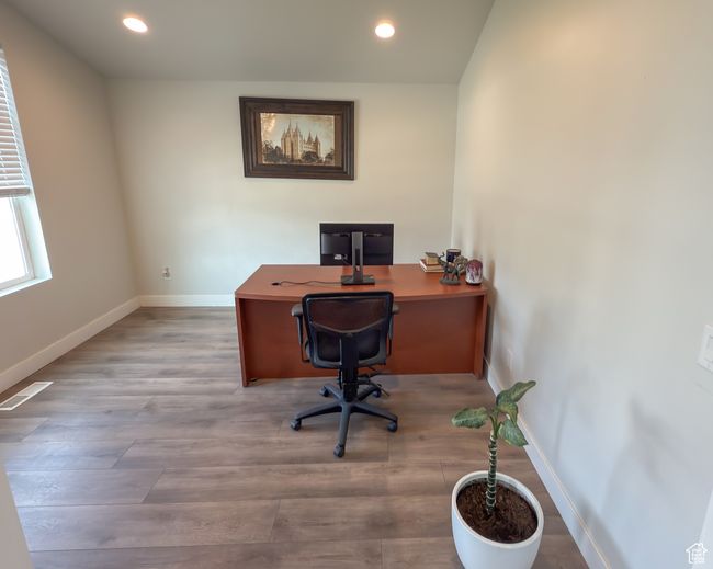 Office area featuring recessed lighting and wood finished floors | Image 11