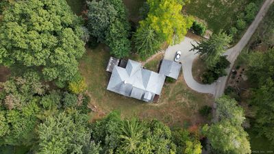 Aerial view of 56 Wright Street showing the circular driveway and shared driveway owned by the property that leads from Wright Street. | Image 2