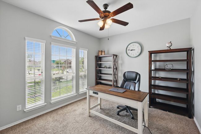 Office with baseboards, a ceiling fan, and carpet floors | Image 5