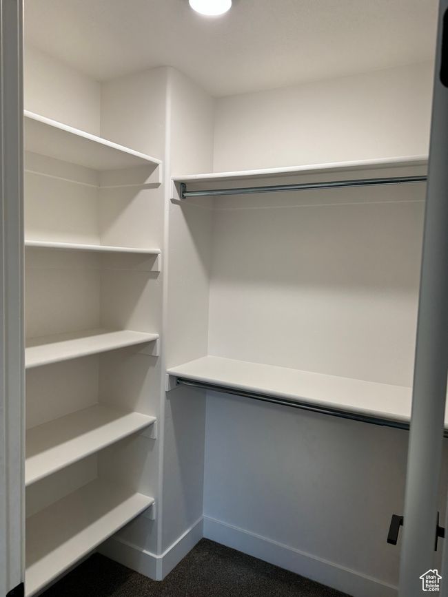Walk in closet with dark colored carpet | Image 8