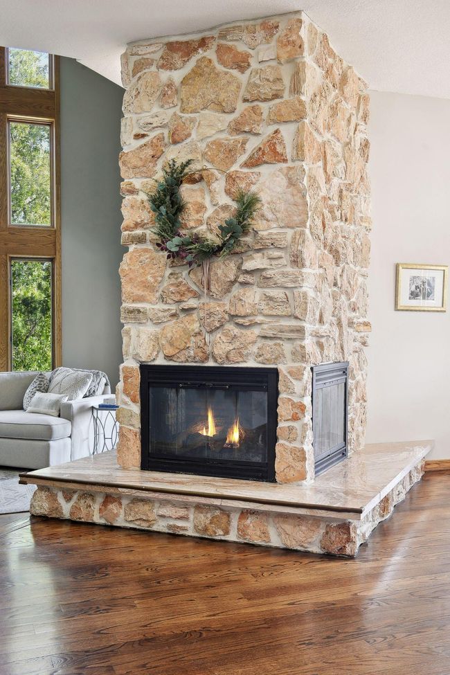 Three sided wood burning fireplace | Image 9