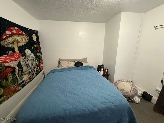 Carpeted bedroom with a textured ceiling | Image 7