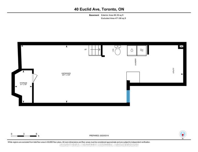 40 Euclid Ave, House attached with 3 bedrooms, 2 bathrooms and 1 parking in Toronto ON | Image 39