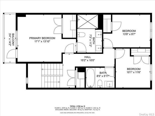 Unit B Floor Plan - Third Level 3 bed 2.5 Bath | Image 9