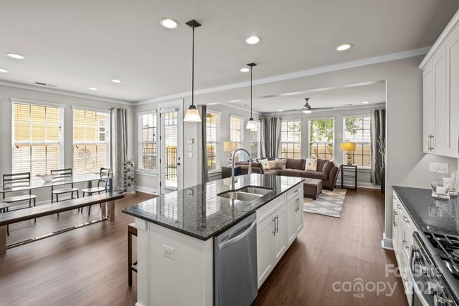 Bright kitchen with oversized island, stainless steel appliances & walk-in pantry. | Image 12