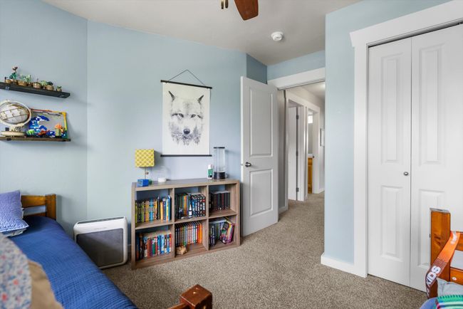 2nd floor 3rd Bedroom with carpet floors, a closet, and ceiling fan | Image 25