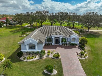 Aerial Front Oversized Yard Restored & Sealed Paver Driveway | Image 1