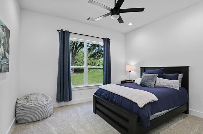 Bedroom featuring recessed lighting, visible vents, carpet flooring, and baseboards | Image 23