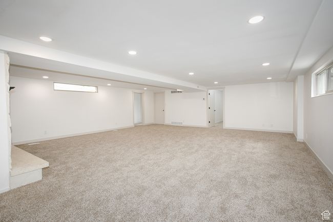Below grade area with recessed lighting, carpet flooring, and baseboards | Image 13