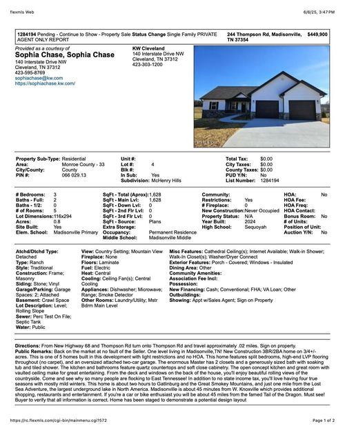 244 Thompson Rd, Madisonville, TN, 37354-6017 | Card Image