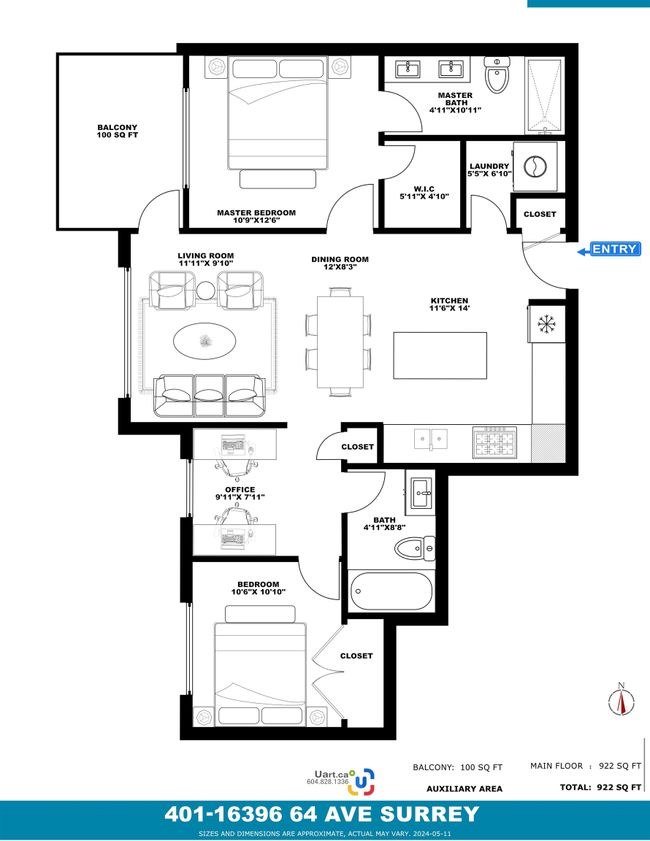 401 - 16396 64 Avenue, Condo with 2 bedrooms, 2 bathrooms and 2 parking in Surrey BC | Image 40