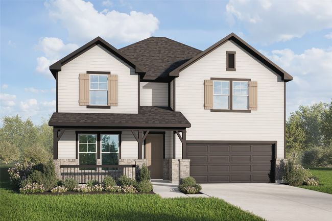 View of front of home with a front lawn, a porch, roof with shingles, concrete driveway, and an attached garage | Image 10