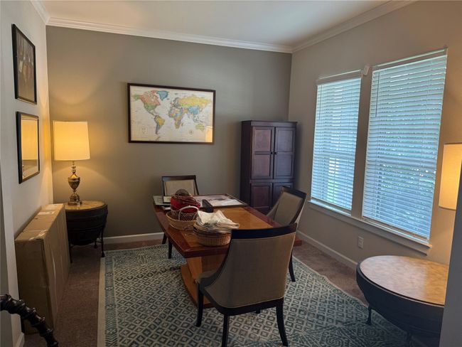 Carpeted office space with baseboards and crown molding | Image 4