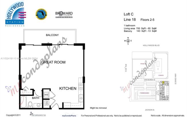 APT-518 - 2100 Van Buren St, Condo with 1 bedrooms, 1 bathrooms and null parking in Hollywood FL | Image 14