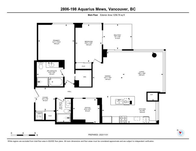 2806 - 198 Aquarius Mews, Condo with 2 bedrooms, 2 bathrooms and 2 parking in Vancouver BC | Image 30