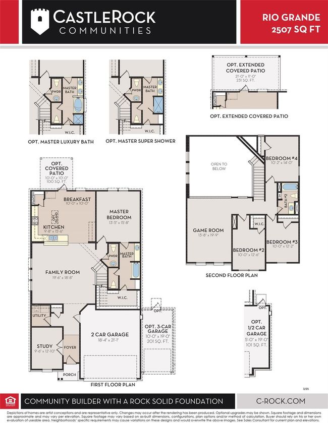Rio Grande Floor Plan layout featuring a spacious two-story design with 4 bedrooms, game room, home office, and open concept living areas. | Image 47