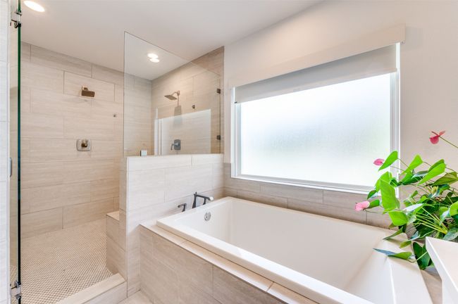 Full bath with a bath, a tile shower, and recessed lighting | Image 26