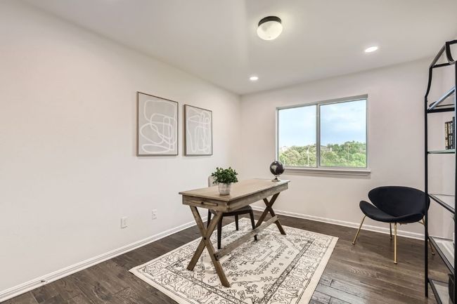 Office featuring baseboards, dark wood finished floors, and recessed lighting | Image 21