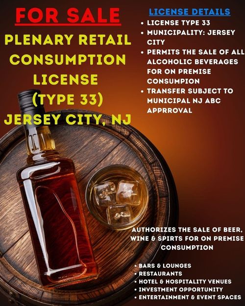Class 33 Liquor License, JC, Downtown, NJ, 07302 | Card Image