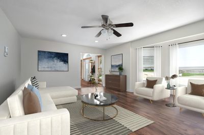 Living room looking into entry, virtually stage. Large space | Image 1