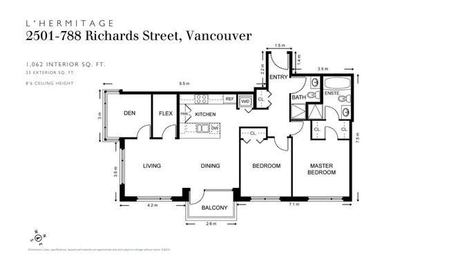 2501 - 788 Richards Street, Condo with 2 bedrooms, 2 bathrooms and 1 parking in Vancouver BC | Image 14