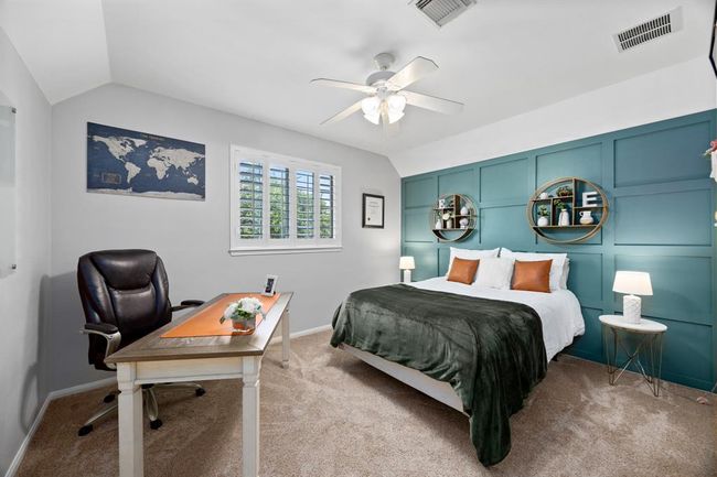 Bedroom #4 with custom millwork accent wall connects to the jack and jill bathroom. | Image 39