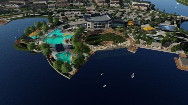 Aerial view of property's location featuring a pool area and a nearby body of water | Image 17