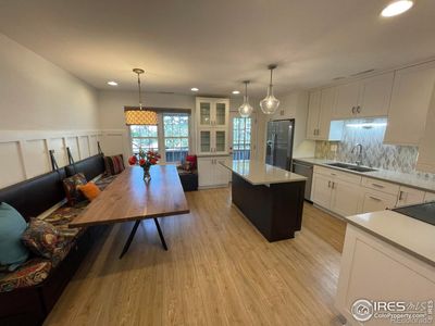 Designer Dining Area, with Custom Walnut Table and Banquet Bench | Image 3