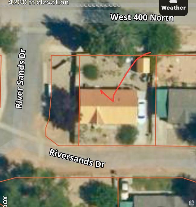 Aerial view of property's location with property parcel outlined | Image 57