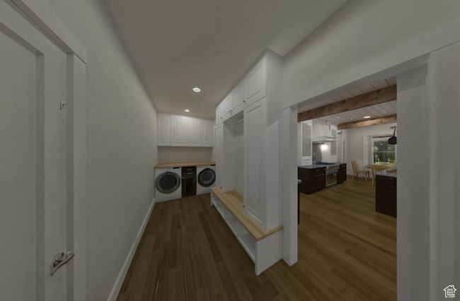 Optional hallway with baseboards, recessed lighting, and dark wood finished floors | Image 9