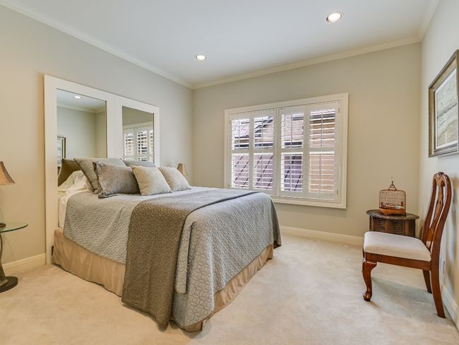 Carpeted bedroom featuring recessed lighting, baseboards, and ornamental molding | Image 17