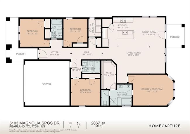 5103 Magnolia Springs Dr, House other with 4 bedrooms, 3 bathrooms and 2 parking in Pearland TX | Image 20