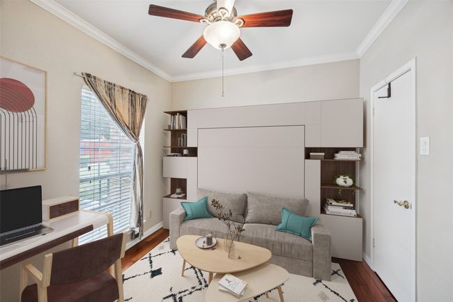 Secondary bedroom used as an office and guest suite - digitally staged | Image 4